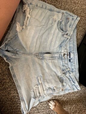 American Eagle Outfitters Light Blue Ripped Denim Jean Shorts